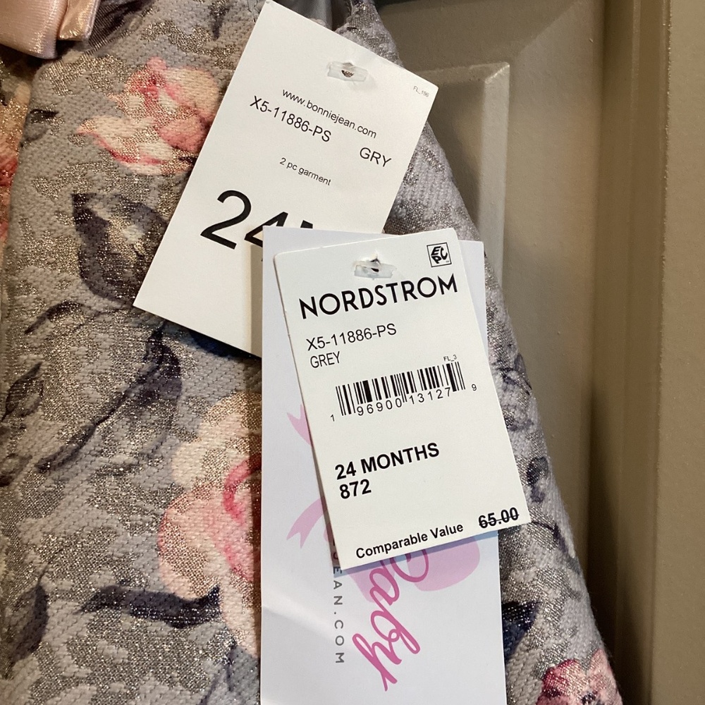 Bonnie Jean Bow Front Jacquard Dress (Baby) 24M - Picture 2 of 9